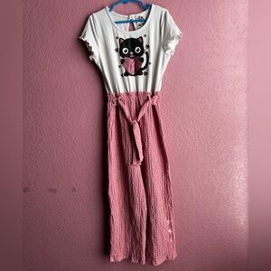 Lily Bleu White Top with Black Cat Design